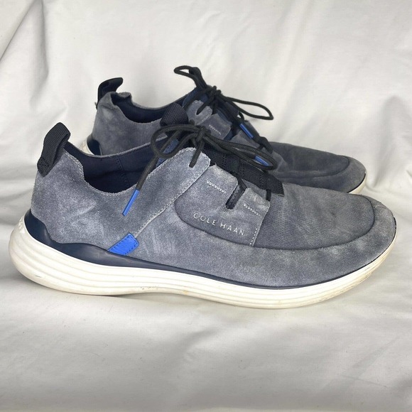 Cole Haan Grand sport Mens 12 M Gray Suede Leather Apron Toe Sneaker Shoes - Picture 2 of 8